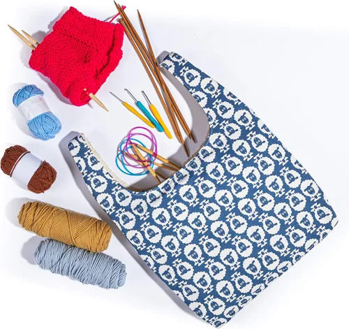 Miniatura 7 de YARWO Bolsa de hilo de tejer, bolsa de mano para agujas de tejer, hilos y proyectos sin finshell, regalos de Navidad y nuevos comienzos para Oveja