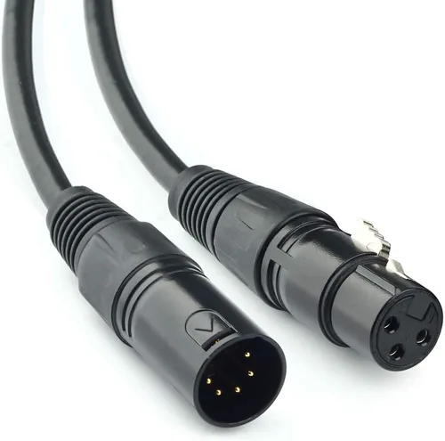 Miniatura 2 de XLR macho de 3 pines a XLR hembra 5 pines y hembra de 3 pines a macho 5 pines cable de audio de 5 pines, para micrófono, luz de escenario DMX, etc.