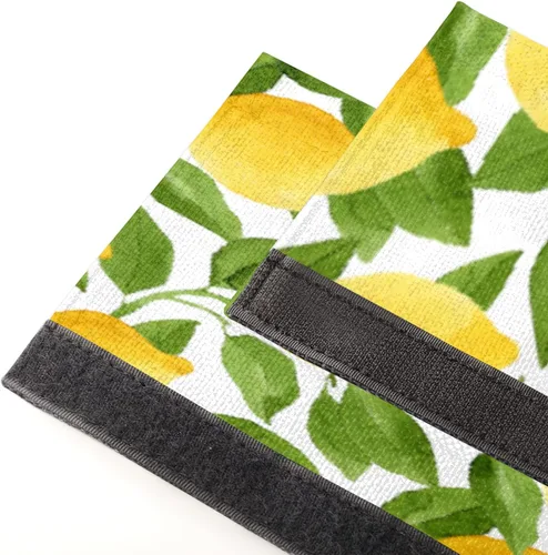 Miniatura 5 de Pardick Juego de 2 cubiertas para manija de puerta de refrigerador, diseño de hoja de limón amarillo lavable, protector decorativo para manija