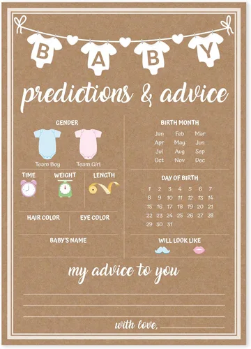 Party Hearty 50 juegos de baby shower para niña o niño, juego de predicciones y consejos, divertidas tarjetas de actividad, género neutro, ideas