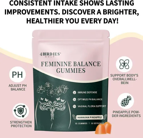 Miniatura 7 de Gomitas de equilibrio femenino prémium para la salud de la mujer, gomitas de piña hawaiana para mujeres, probióticos vaginales y apoyo