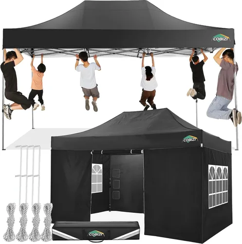 Miniatura 37 de COBIZI Carpa Toldo Emergente de 10x10 pies, Toldo de 10x10 con 4 Paredes Laterales Impermeable de Servicio Pesado Carpa Comercial para Fiestas