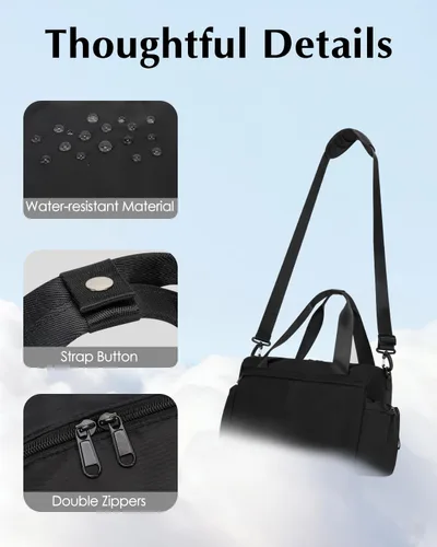Miniatura 7 de Pequeña bolsa de gimnasio, mini bolsa de gimnasio para mujer con soporte para esterilla de yoga y compartimento húmedo, bonita bolsa de lona