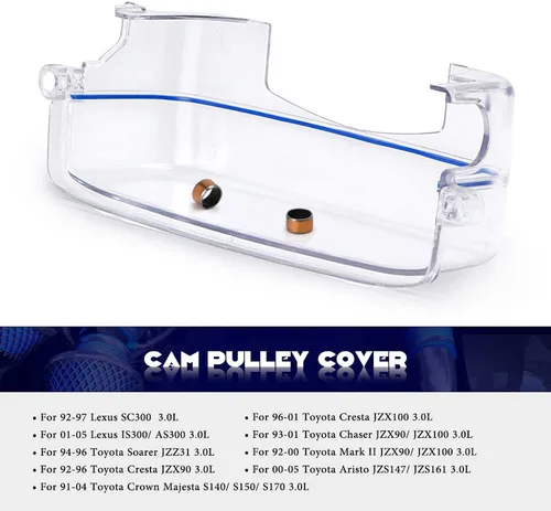 Miniatura 4 de PTNHZ Protector transparente para correa de tiempos Turbo Polea de CAM Compatible Reemplazo para Toyota Supra 2JZ 2JZGTE Lexus 3.0L No-VVTI 92-05