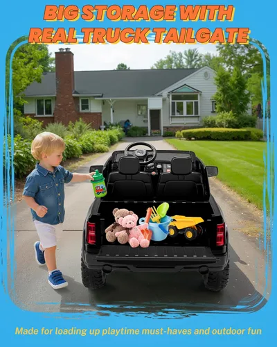 Miniatura 5 de ENYOPRO - Juguetes de montar de 24V para niños grandes, RAM 1500 RHO con licencia de 2 asientos, auto de montar para niños pequeños con control