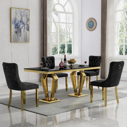 Miniatura 95 de Juego de mesa de comedor de mármol sintético, 7 piezas, juego de mesa de cocina y comedor para 6, mesa de comedor rectangular blanca de 70 pulgadas