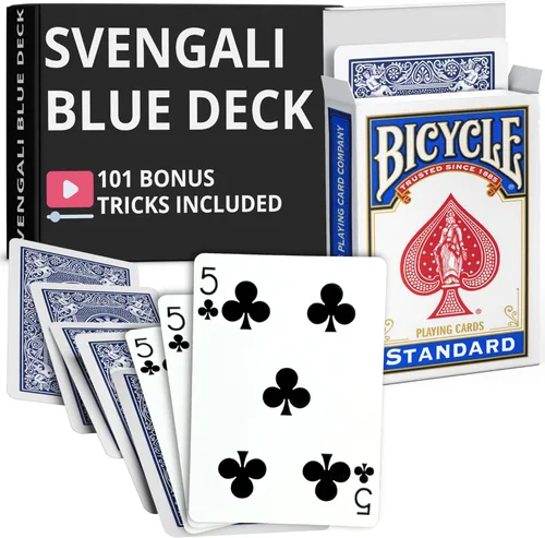 Miniatura 35 de Ted's Sterling Magic Precision Blue Rider Back Bicicleta Svengali Deck con instrucciones para más de 100 trucos (2 de clubes)