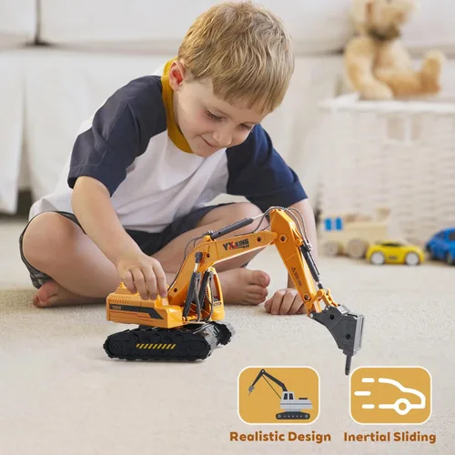 Miniatura 2 de Camión de juguete ABS fundido a presión para niños de 3 a 12 años, vehículo de construcción de metal alimentado por fricción con cabina giratoria