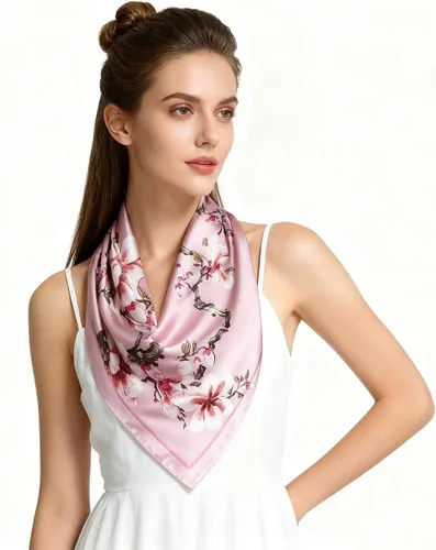 Miniatura 2 de vabovin Pañuelo de seda para la cabeza para mujer, pañuelo estampado de satén para envolver el cabello, accesorio de moda, bufanda cuadrada de 35