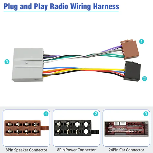Miniatura 4 de Juego de cables de arnés de cableado de radio de 24 pines compatible con Ford Mercury Lincoln 2006-2012, adaptador de cable de conector estéreo ISO