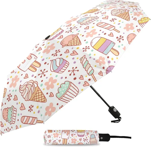 Miniatura 2 de DHDM Automatic Umbrella for Rain and Sun Male Women Beach Parasol Print Folding Umbrella