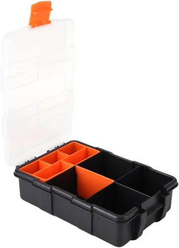 Miniatura 4 de Caja de almacenamiento de PP resistente con 11 compartimentos ranuras, estuche de almacenamiento de dos capas para tornillos, tuercas y pernos