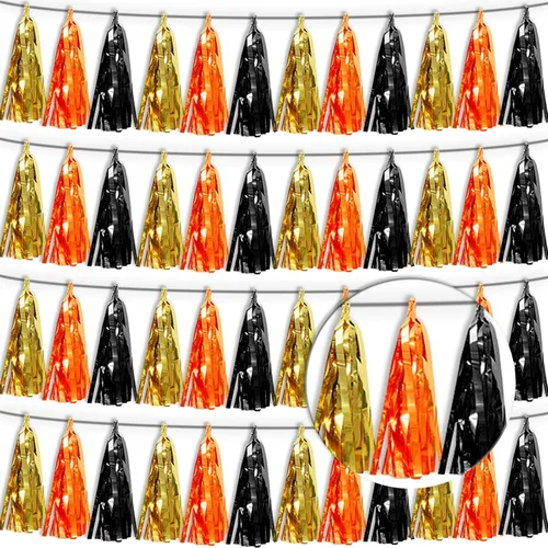 Miniatura 14 de Guirnalda de flecos de papel de aluminio metálico 4P con borlas de oropel, telón de fondo para flotadores de desfile, decoraciones de graduación