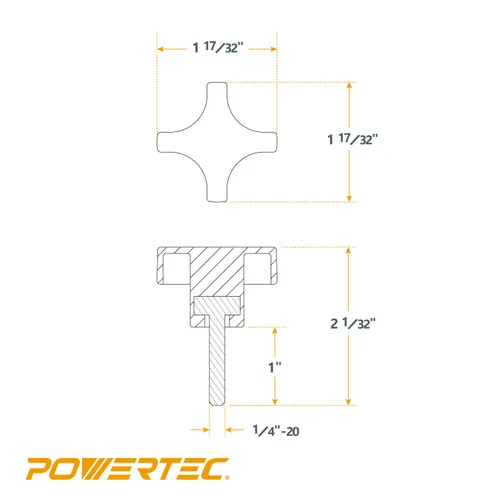 Miniatura 3 de POWERTEC 5 Pack 1/4"-20 4 Point Knobs