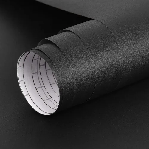 Mecpar - Papel tapiz de vinilo texturizado de color negro liso mate, 15.7 x 78.7 pulgadas, grueso, autoadhesivo, desmontable y resistente al agua,
