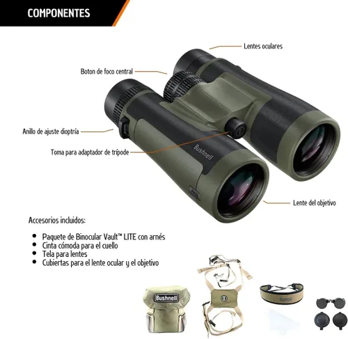 Miniatura 4 de Bushnell Prismáticos R5 de 12 x 50 con arnés de pecho Bino Vault Lite, revestimientos de fase 3, revestimientos dieléctricos, barrera EXO