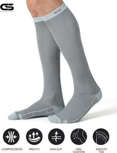 Miniatura 4 de CS CELERSPORT 3 pares de calcetines de compresión de 20 a 30 mmHg para hombres, calcetines de apoyo atlético para correr