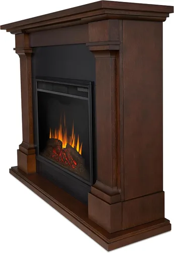 Miniatura 5 de Real Flame Callaway Chimenea eléctrica Grand de 63" con repisa en roble castaño, chimenea eléctrica independiente de gran tamaño para interiores