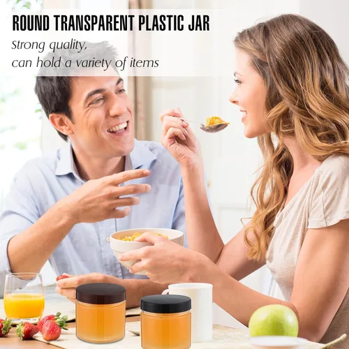 Miniatura 3 de Mifoci 50 tarros de plástico transparente de 5.4 onzas, tarros de boca ancha para almacenamiento de alimentos para cocina, alimentos secos