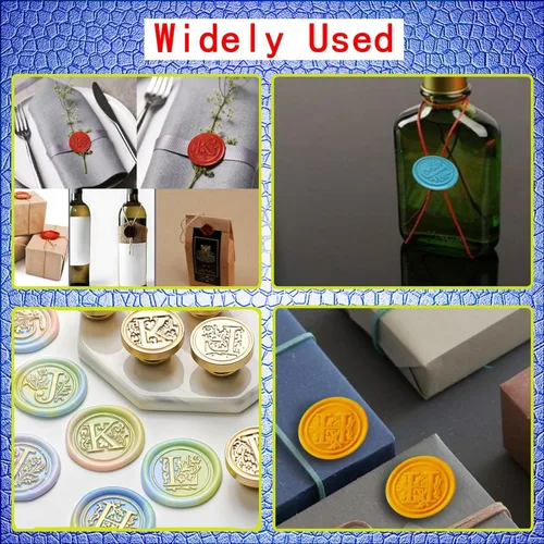 Miniatura 6 de Sello de cera con letras del alfabeto J de Ioggtser que incluye 1 cabeza de cobre con mango de hierro, 60 cuentas de sello de cera, 1 cuchara