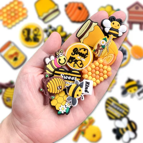 Miniatura 5 de Fohiahfce 25 dijes para zapatos de abeja para decoración de zuecos, sandalias y zapatos, accesorios de abejorro de miel, dijes para niños, niñas