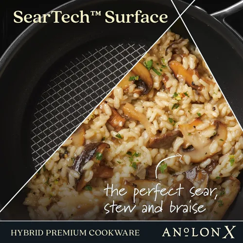 Miniatura 7 de Anolon X SearTech - Saucier antiadherente de aluminio con tapa, 2.5 cuartos de galón, gris súper oscuro