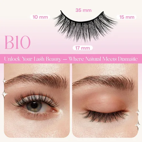 Miniatura 2 de CALAILIS Pestañas autoadhesivas, 5 pares de pestañas postizas a presión de aspecto natural, sin pegamento, reutilizables, pestañas postizas