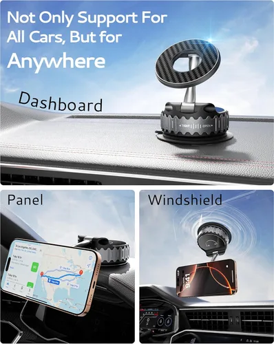 Miniatura 2 de BEBEAR Soporte para Teléfono de Coche para Magsafe [78+LBS de Hiper Succión & 4400gf de Imán Más Fuerte] Montura de Teléfono Ajustable 360°