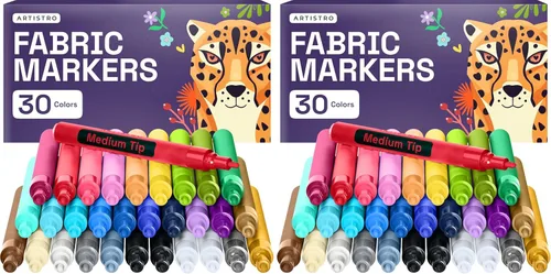 Miniatura 13 de ARTISTRO 5 marcadores de tela negros de doble punta – Kit de decoración de tela – Permanente para ropa – Bolígrafos de pintura acrílica para tenis