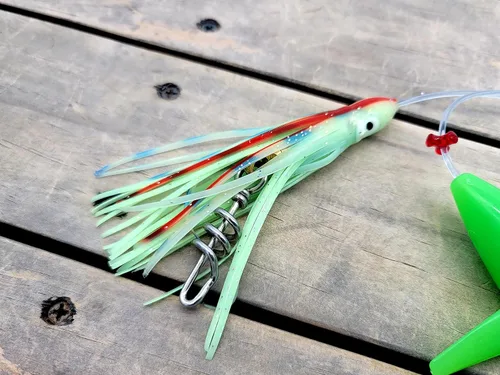 Miniatura 2 de Lobo Lures Add-a-Bird - Señuelo giratorio de arrastre con cadena de margarita, 400 libras y sacacorchos de 750 libras Resplandor verde/LUMO