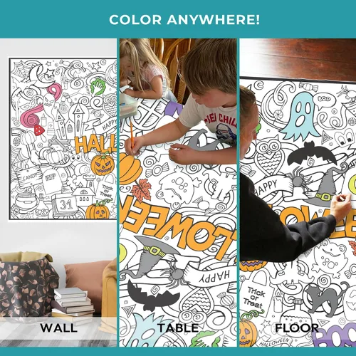 Miniatura 4 de Póster gigante para colorear – Hojas para colorear jumbo de primera calidad para niños y adultos con páginas gruesas resistentes a la suciedad, uso