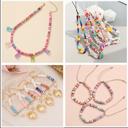 Miniatura 5 de Cuentas de arcilla polimérica azul claro, cuentas Heishi de 0.236 in para joyería, pulseras, collares, 1000