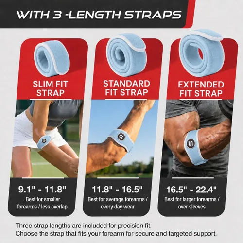Miniatura 4 de Sleeve Stars - Codera de tenis para mujer, correa de codo de tenis ajustable, codo de golfista para hombres, soporte de contrafuerza para alivio
