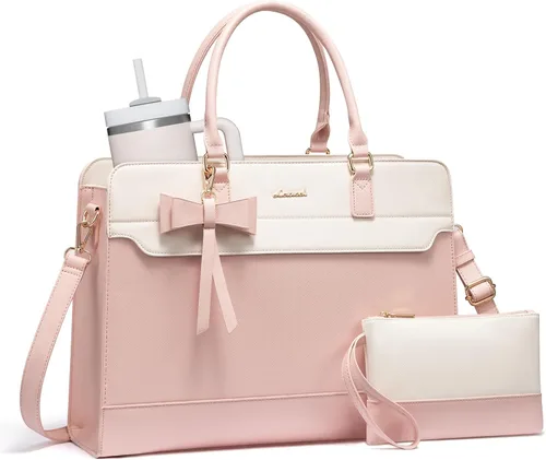 Miniatura 7 de LOVEVOOK Bolso para laptop de mano para mujer, bolso de trabajo de cuero, bolso de negocios impermeable para profesora, bolso de mano grande