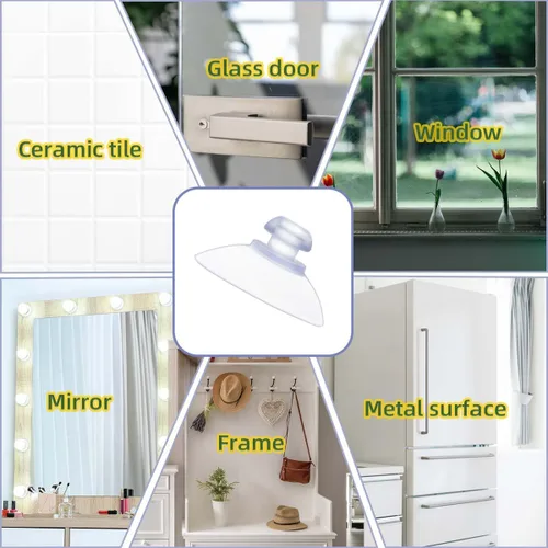 Miniatura 7 de Paquete de 20 ventosas para ventosas de plástico de vidrio, ventosas de plástico transparente de PVC con ganchos para mesa de vidrio, almohadilla
