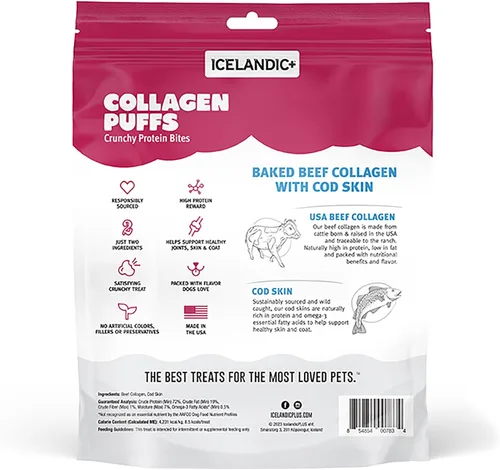 Miniatura 2 de Icelandic+ Colágeno Puffs: Colágeno de carne al horno con piel de bacalao, 2.5 onzas, golosinas para perros medianos y grandes, bocadillos