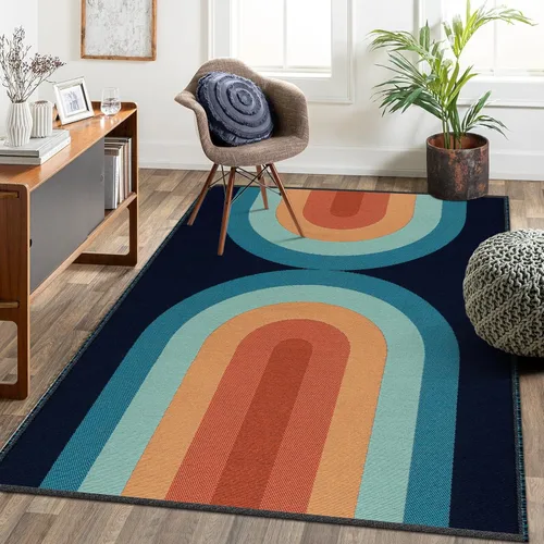 Lahome Alfombras bohemias lavables para niños, de 5 x 7 pies, ultrafina, tejida con arco iris, para sala de juegos, dormitorio, comedor, alfombra