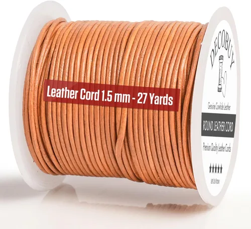 Miniatura 18 de Cordón de cuero redondo de 1 mm, cuerda de 27 yardas para hacer joyas, pulseras, collares, trenzado Kumihimo, envolturas, manualidades, pasatiempos