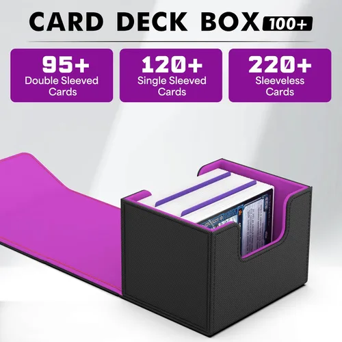 Miniatura 3 de Caja de almacenamiento para cartas ZLCA para cartas de intercambio, caja de cubierta MTG Commander para cartas con manga individual, caja de Negro