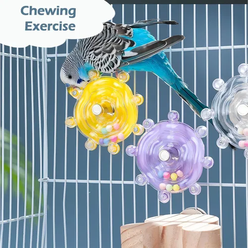 Miniatura 3 de Juguetes para periquitos, juguete de rueda colorida para periquitos, juguete interactivo con sonajero giratorio para loros, juguete para cacatúa