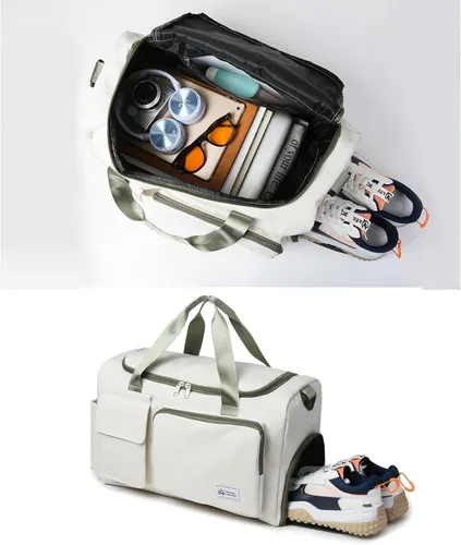 Miniatura 162 de Pequeña bolsa de gimnasio para mujer, bolsa de viaje con compartimento para zapatos