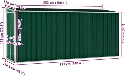 Miniatura 3 de vidaXL vidaXL Cobertizo de almacenamiento, cobertizo de jardín montado en la pared con puertas dobles con cerradura, cobertizo de almacenamiento al