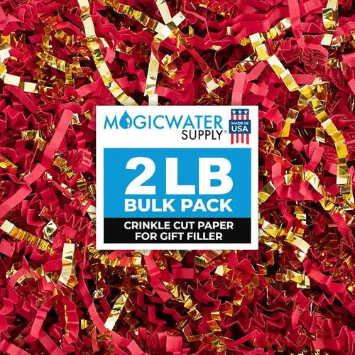 Miniatura 13 de MagicWater Papel de Corte Ondulado para Cestas de Regalo - 2LB - Blanco y Dorado - Perfecto para Relleno de Papel Triturado, Relleno de Cestas