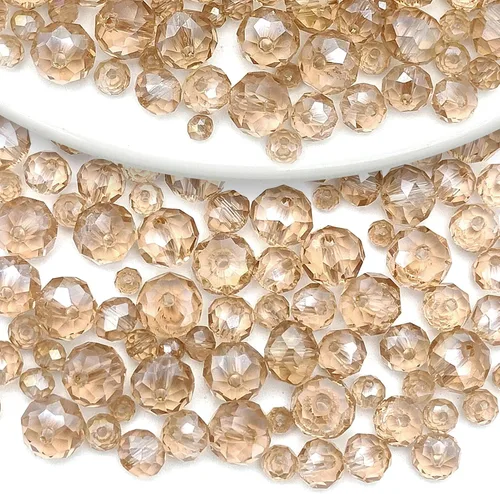 Miniatura 45 de 786 cuentas de cristal de 4 tamaños, cuentas de cristal Rondelle facetadas, cuentas de cristal Briolette, cuentas espaciadoras para pulseras, Ámbar