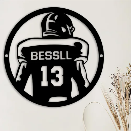 Miniatura 2 de Arte de pared de hockey con nombre y número personalizado, letrero de metal personalizado para jugador de hockey con luz LED, letrero de neón