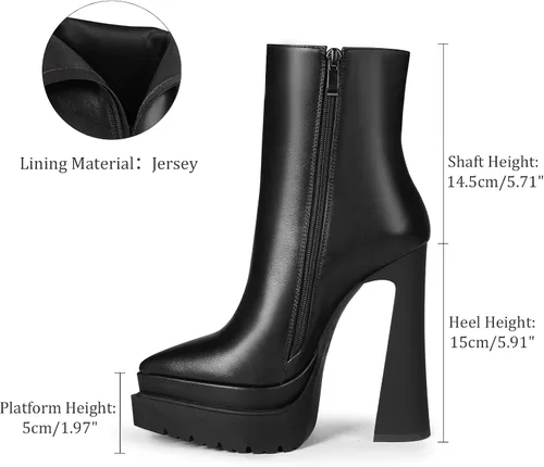 Miniatura 2 de ISNOM Botas de plataforma gruesa para mujer con suela de lengüeta cremallera lateral y diseño de tacón de bloque
