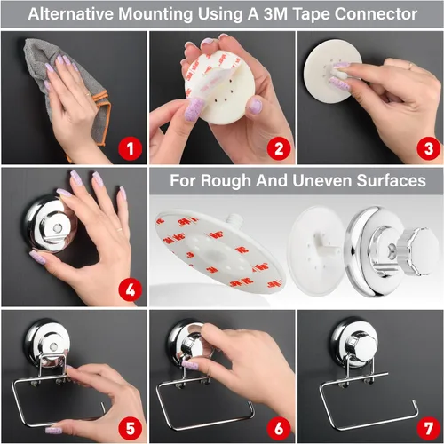 Miniatura 5 de HASKO accessories - Potente soporte de papel higiénico con ventosa al vacío - Dispensador de rollos de papel higiénico de acero inoxidable