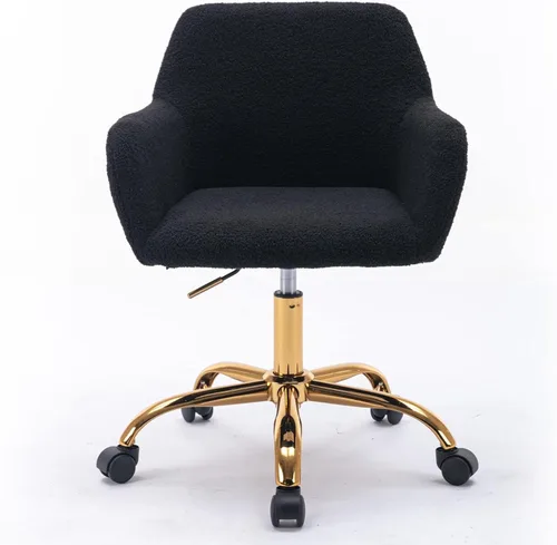 Silla de escritorio de piel sintética para mujeres, niñas y adolescentes, silla de escritorio giratoria ajustable negra, silla de escritorio para