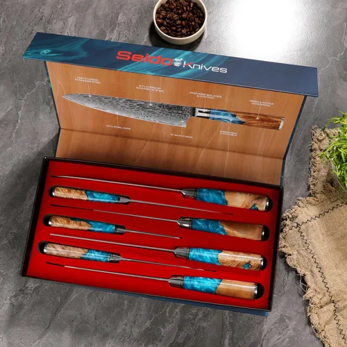 Miniatura 6 de Seido Knives Juego de 7 cuchillos ejecutivos de acero Damasco con núcleo de acero japonés VG-10 Super Steel – Juego de cuchillos de cocina