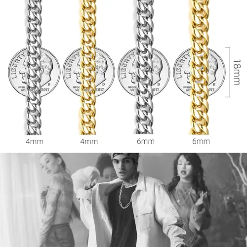 Miniatura 2 de MIMITLTY Miami Cuban Chain Necklace for MenBoys,316L Stainless Steel 46MM Width 18202224 Inch Length Fashion Lobster Clasp HipHop Jewelry